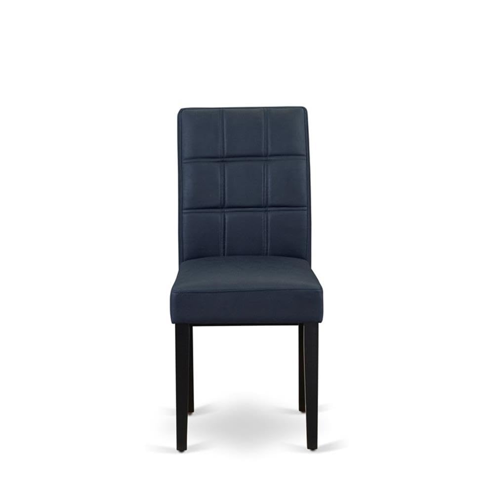 Dark Navy Blue Polyester Fabric Padded Chairs Set of 2 N819