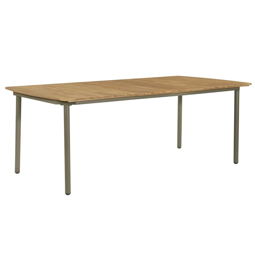 9 Piece Natural Wood and Grey Steel Outdoor Dining Set E91492