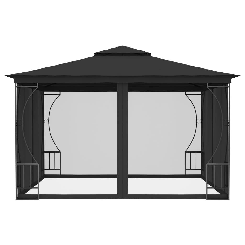 Anthracite Steel Frame Gazebo with Nets 9.8x9.8x8.7ft C487