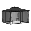 Anthracite Steel Frame Gazebo with Nets 9.8x9.8x8.7ft C487