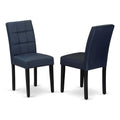 Dark Navy Blue Polyester Fabric Padded Chairs Set of 2 N819