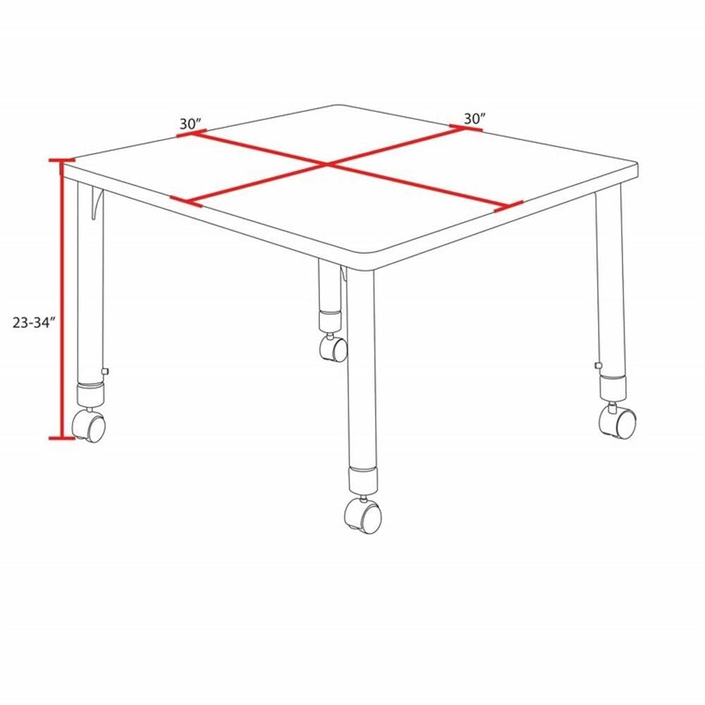 30" Square Mobile Table with 4 Stackable Chairs D470172