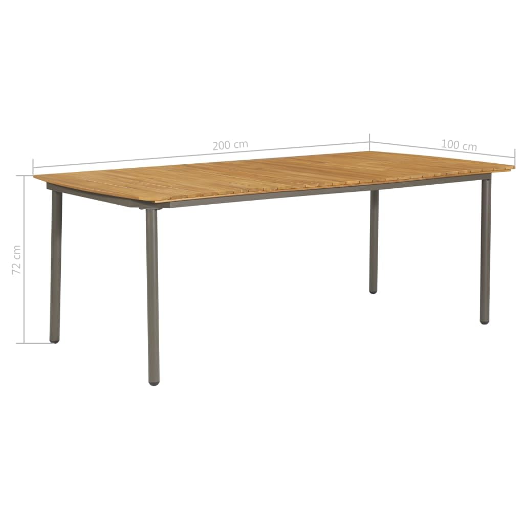 9 Piece Natural Wood and Grey Steel Outdoor Dining Set E91492