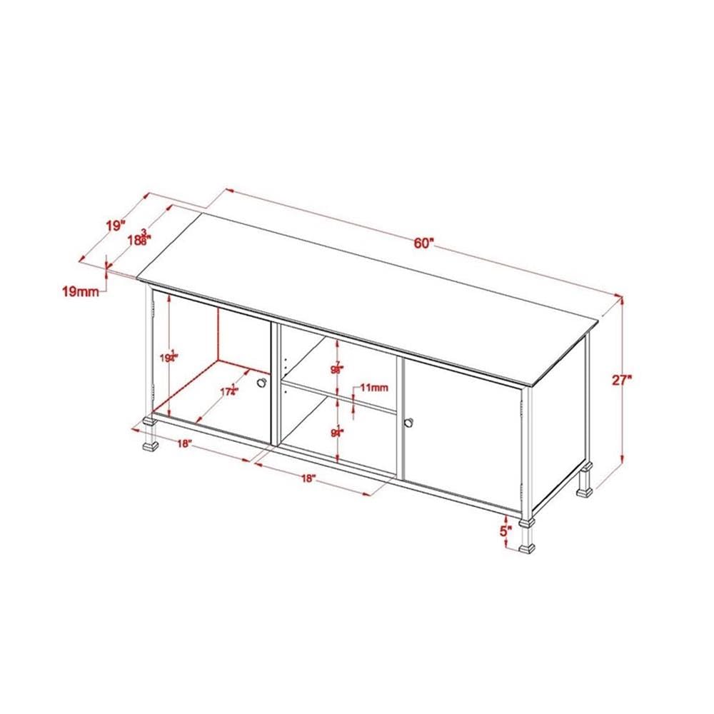 60-Inch Weathered Oak Wood TV Stand with Metal Legs C243228