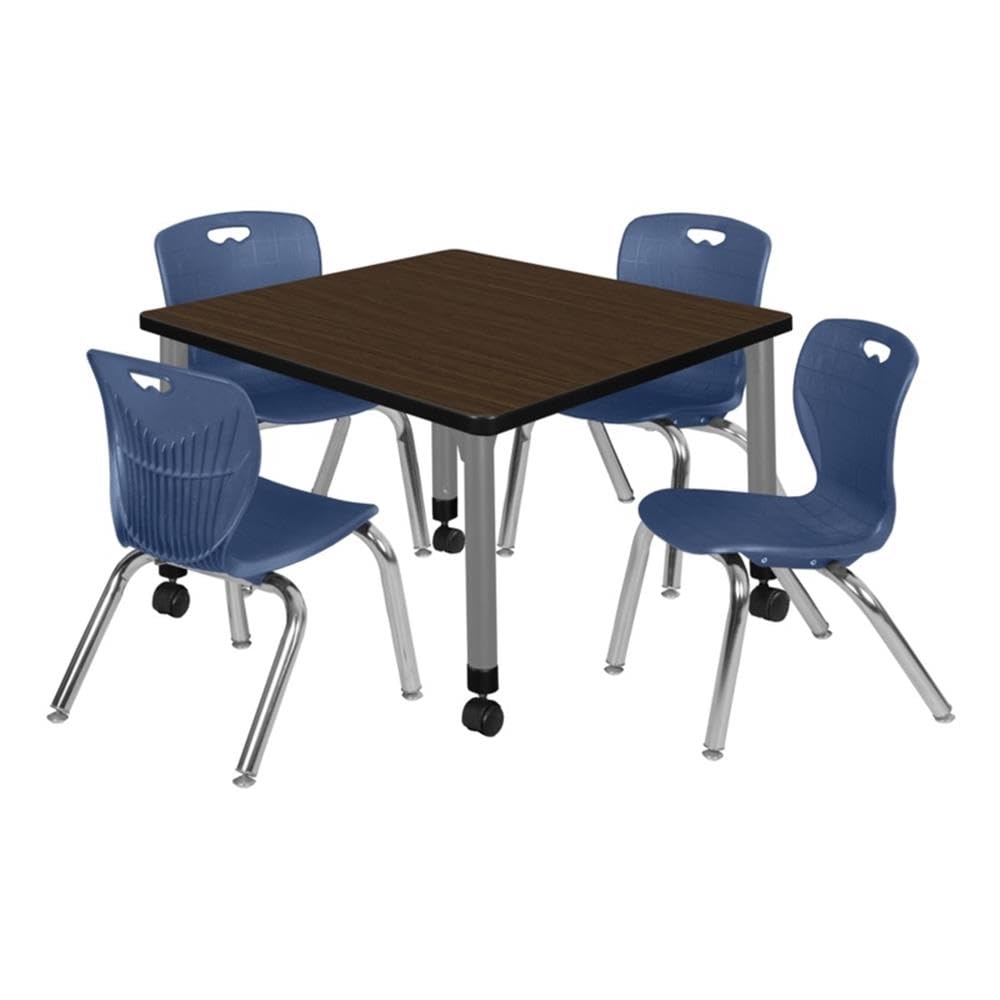 30" Square Mobile Table with 4 Stackable Chairs D470172