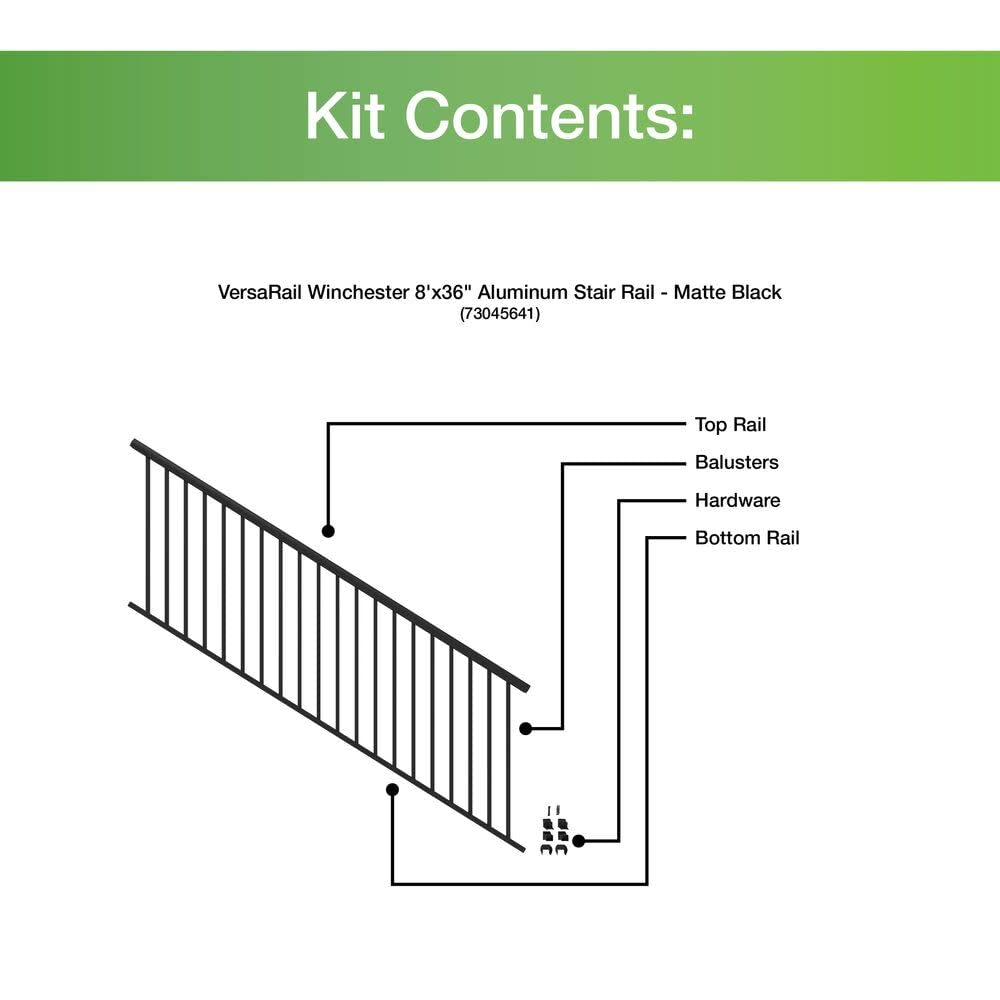 8’ x 36” Matte Black Aluminum Stair Kit J629519