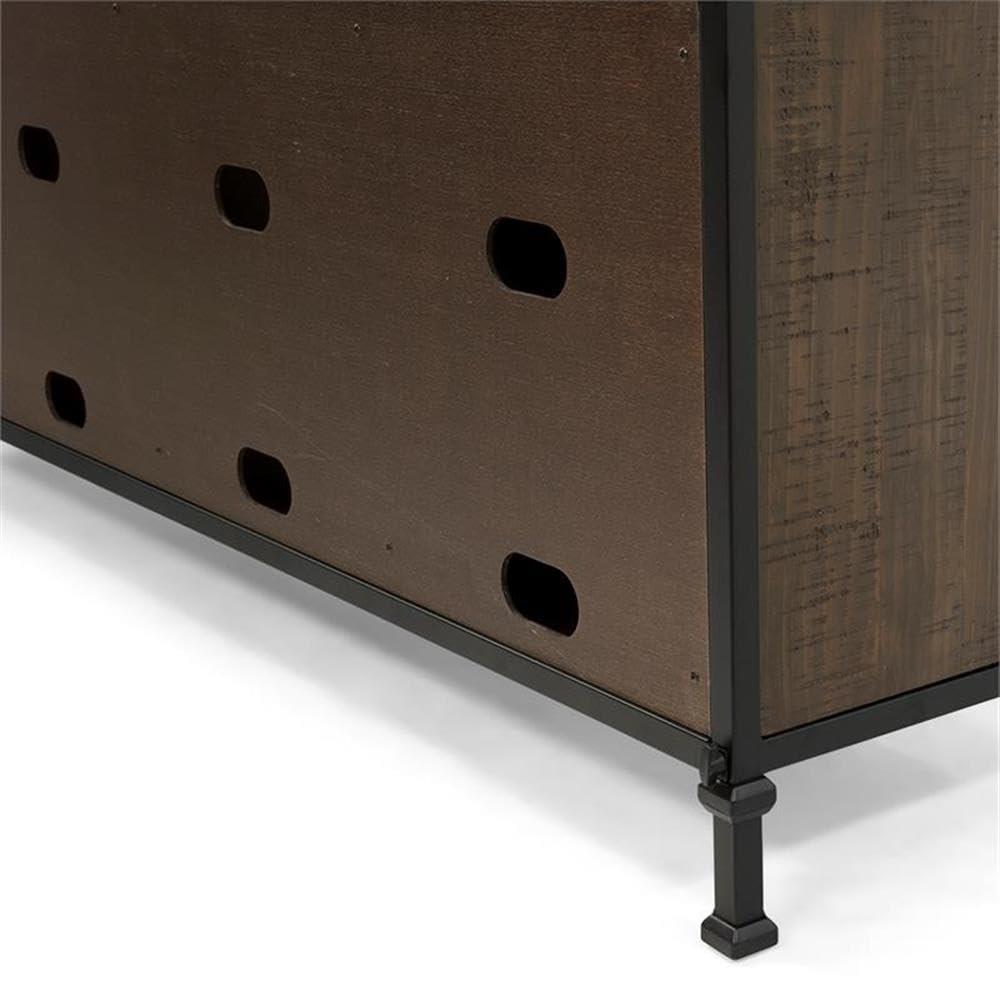 60-Inch Weathered Oak Wood TV Stand with Metal Legs C243228