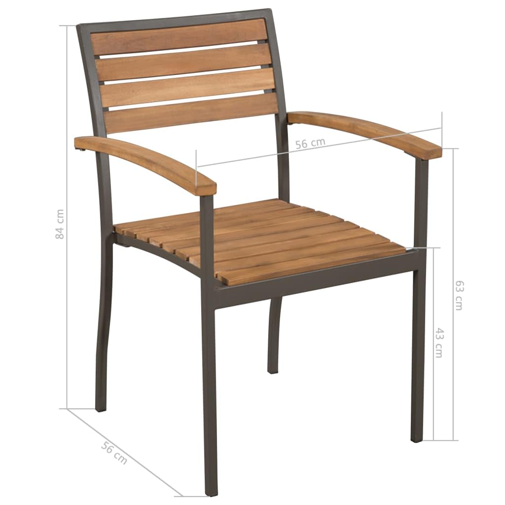 9 Piece Natural Wood and Grey Steel Outdoor Dining Set E91492