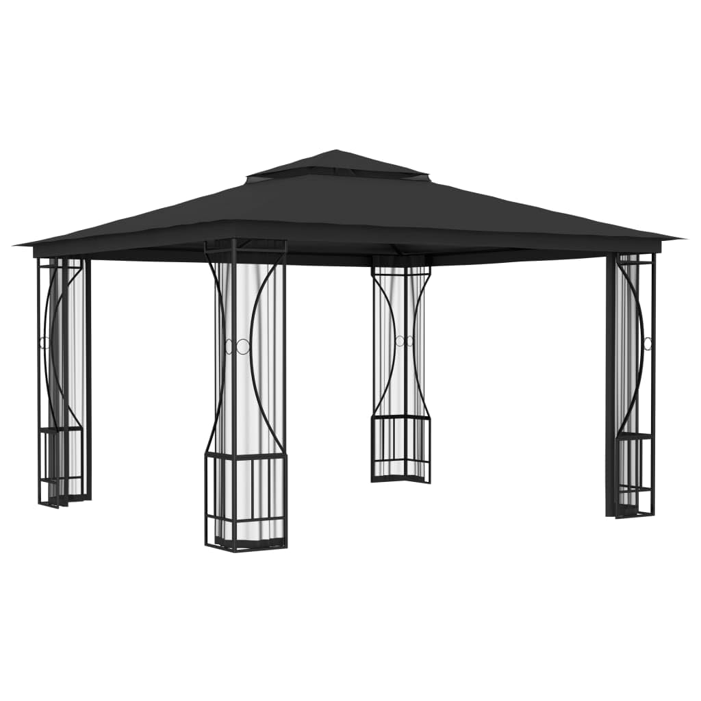 Anthracite Steel Frame Gazebo with Nets 9.8x9.8x8.7ft C487
