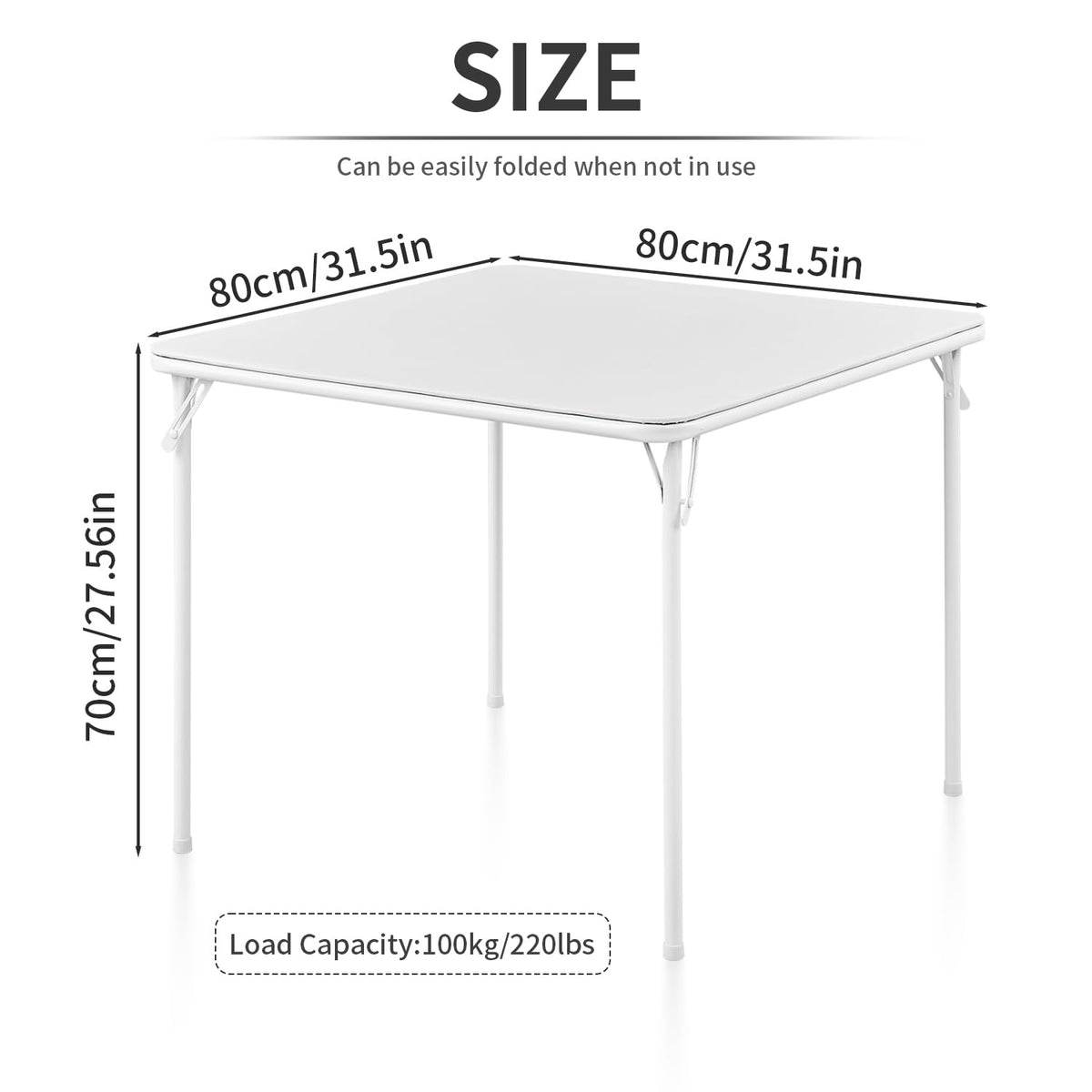 Square Folding Table with Collapsible Legs White P44457