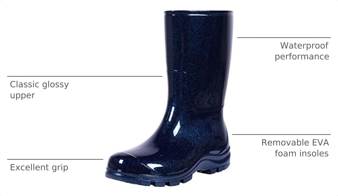 Women's Mid Calf Waterproof Rubber Rain Boots G3340