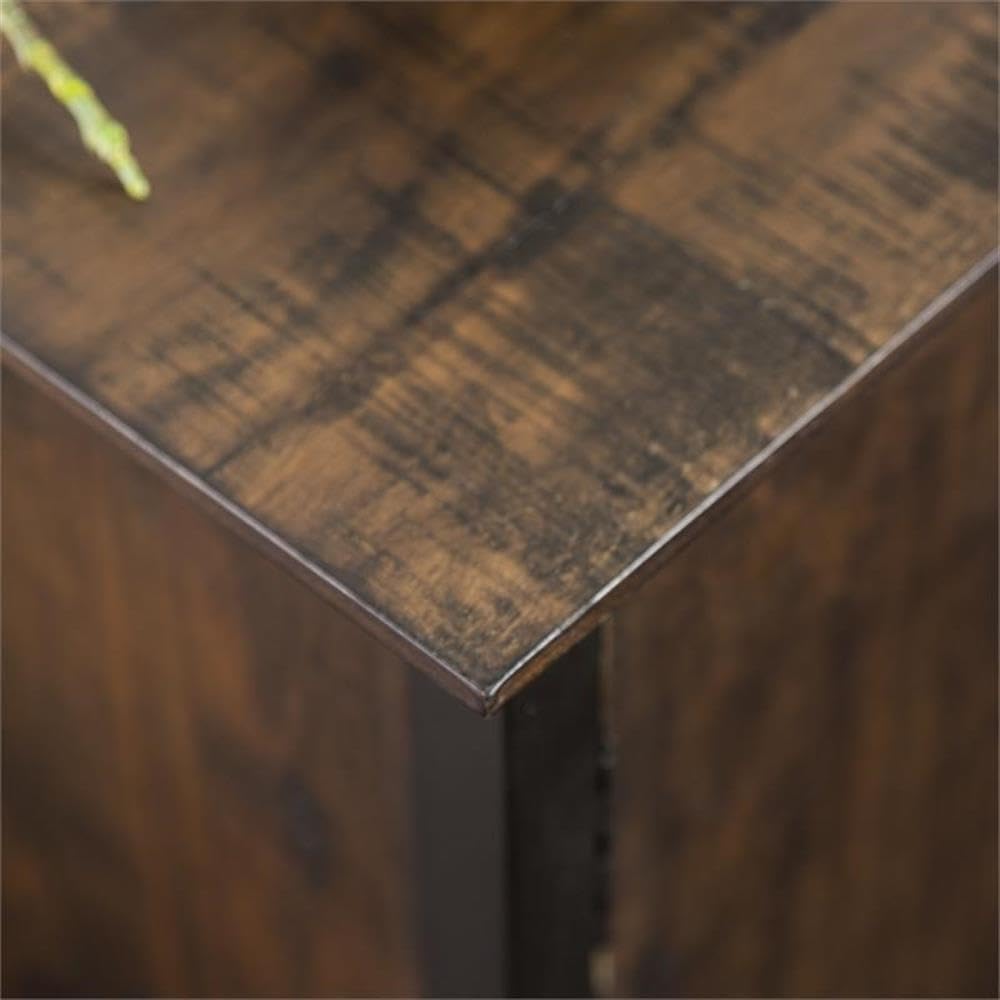 60-Inch Weathered Oak Wood TV Stand with Metal Legs C243228