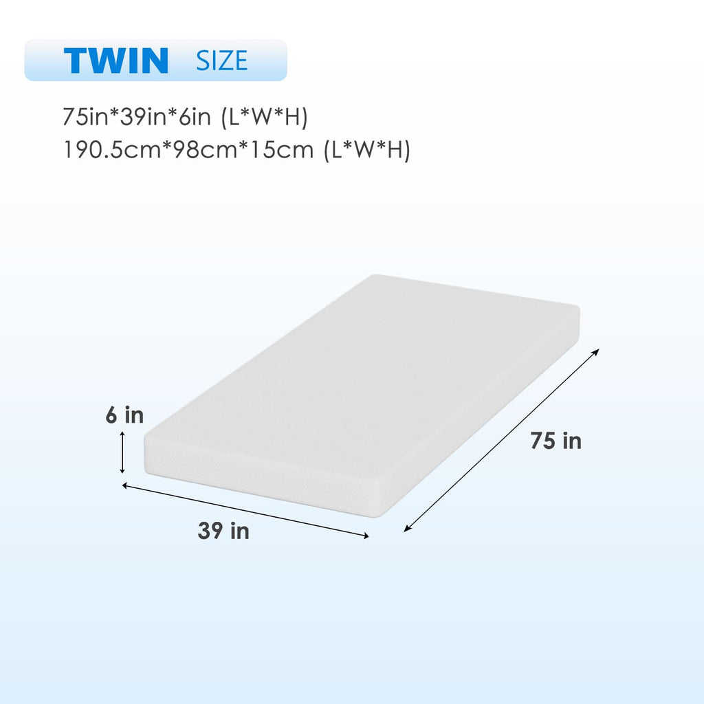 6 Inch Green Tea Cooling Gel Memory Foam Twin Mattress O91500