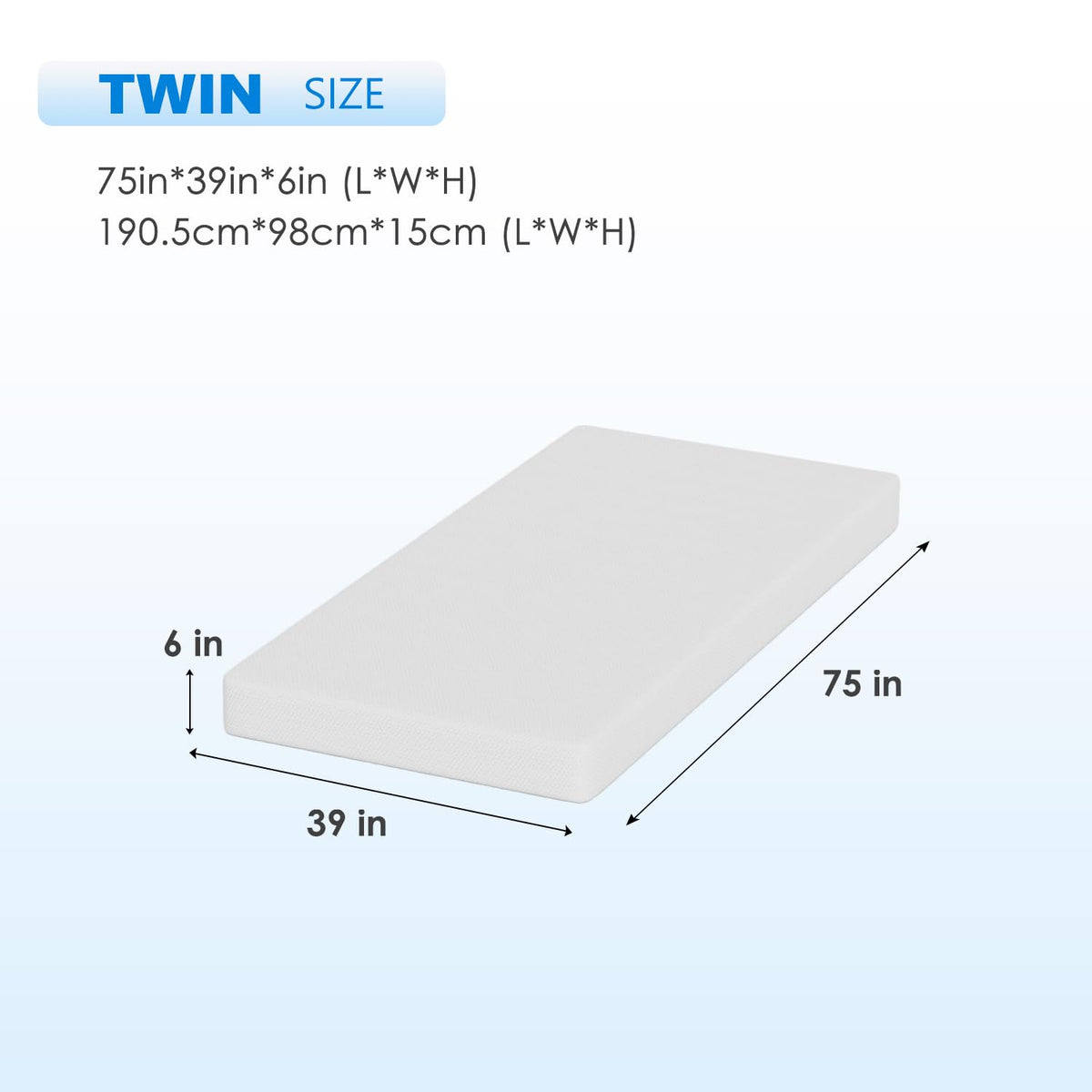 6 Inch Green Tea Cooling Gel Memory Foam Twin Mattress O91500