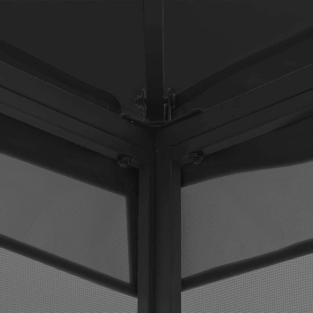 Anthracite Steel Frame Gazebo with Nets 9.8x9.8x8.7ft C487