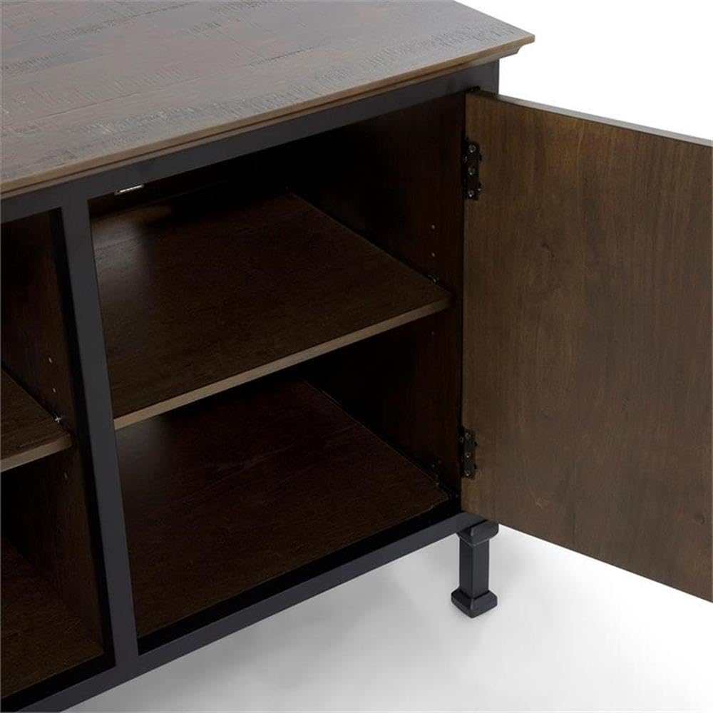 60-Inch Weathered Oak Wood TV Stand with Metal Legs C243228
