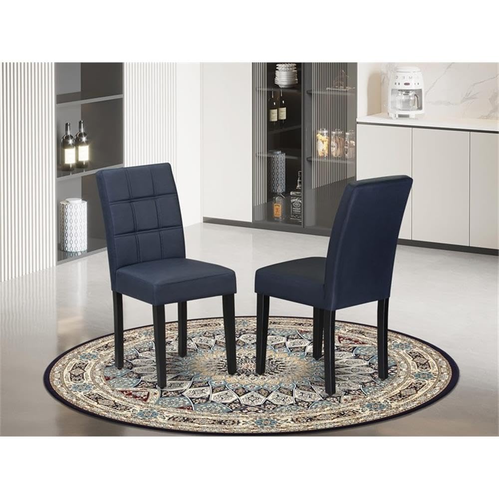 Dark Navy Blue Polyester Fabric Padded Chairs Set of 2 N819