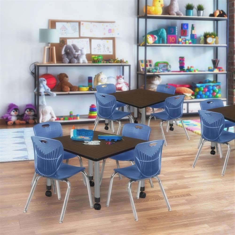 30" Square Mobile Table with 4 Stackable Chairs D470172