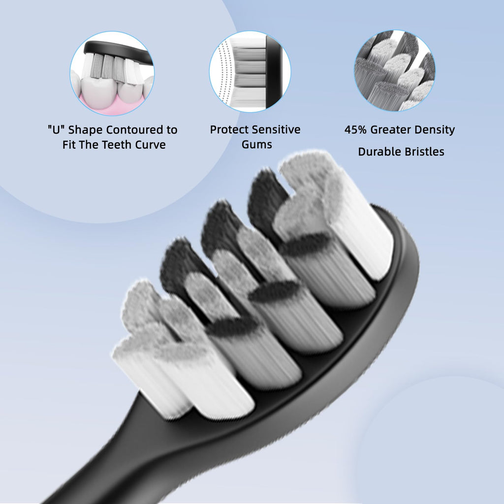Black White Sonic Electric Toothbrush Set with 10 Brush Heads and Travel Case P5271