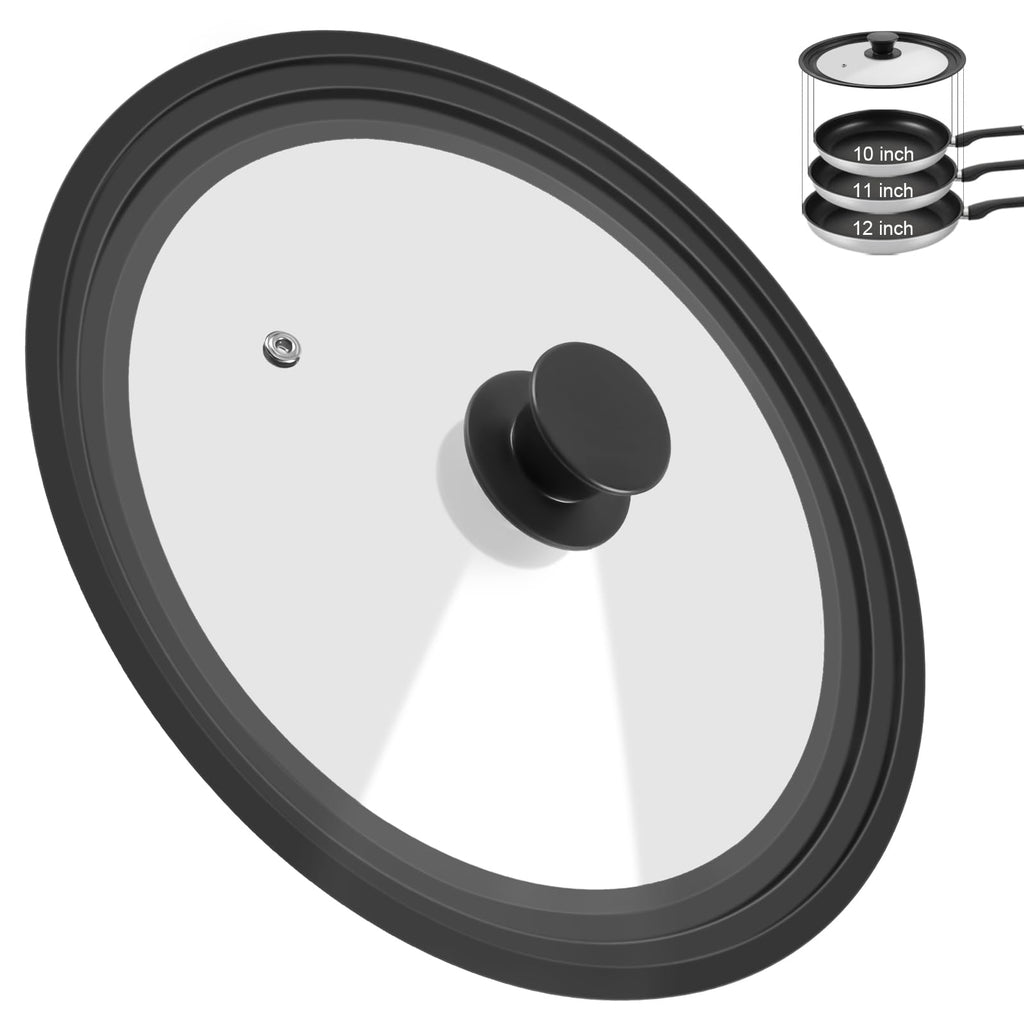 Tempered Glass Universal Lid with Silicone Rim for 10" 11" 12" Cookware V32475