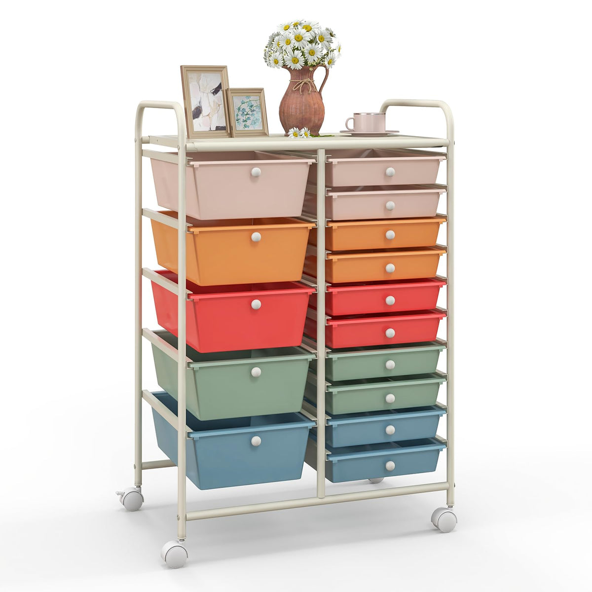15 Drawer Rolling Storage Cart with Wheels F16585