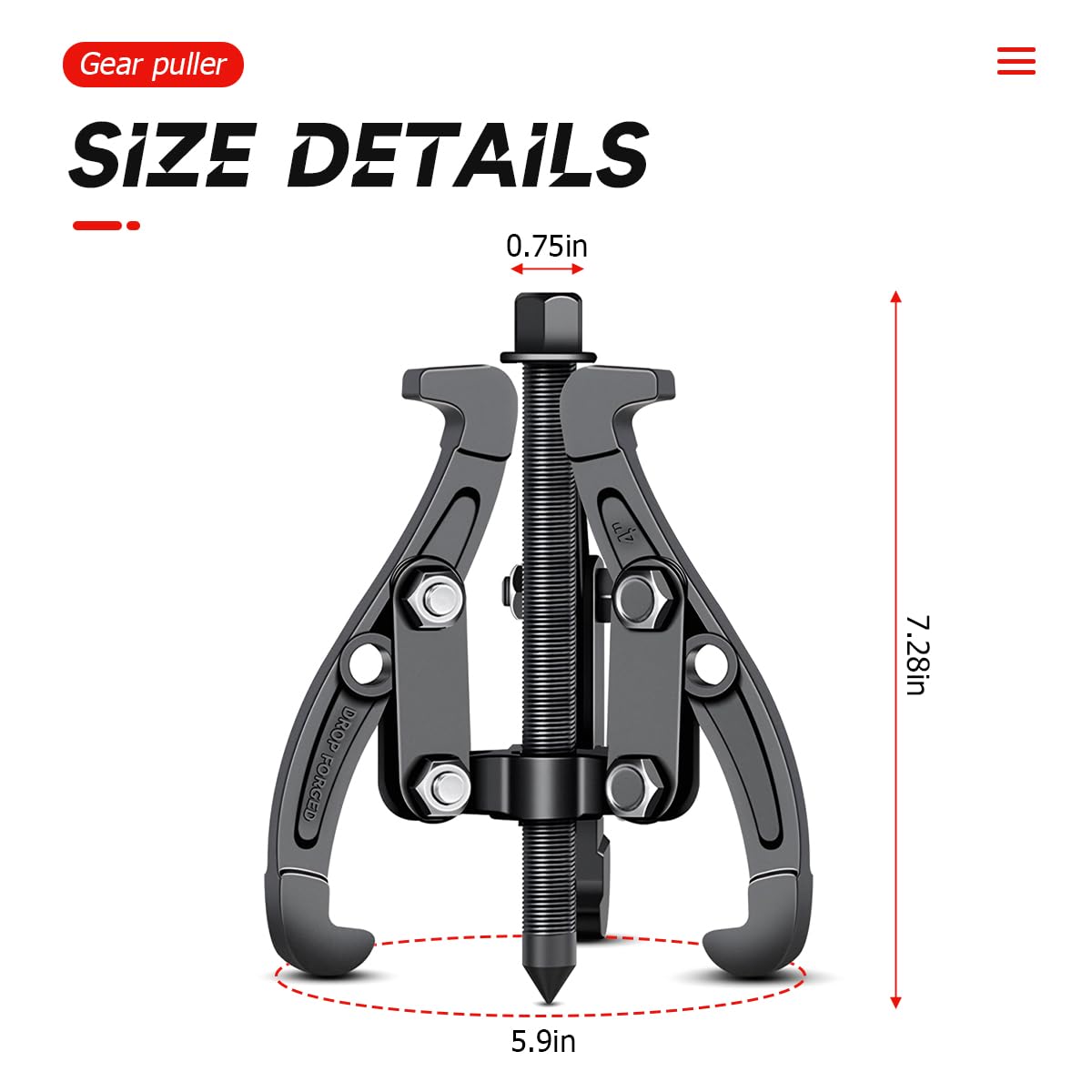 6 Inch 3-Jaw Bearing Puller with Reversible Jaws G722