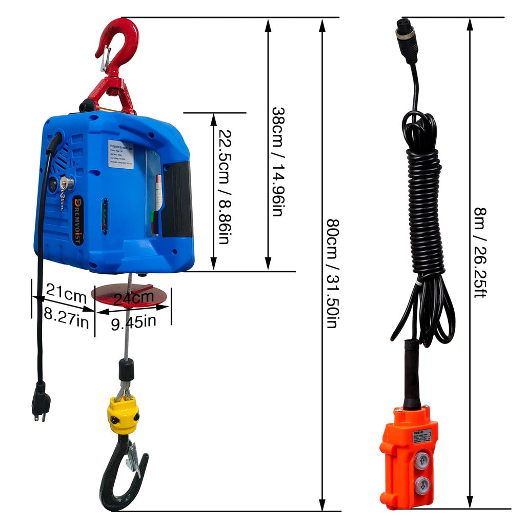 1500lb Portable Electric Hoist Winch W2009