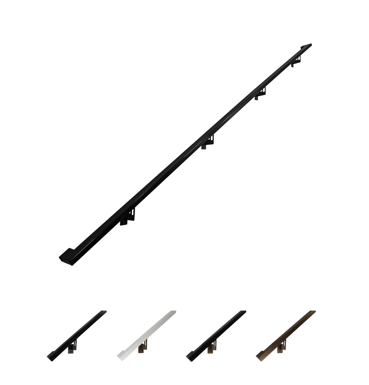 Aluminum Handrail Grab Bar Kit with Steel Brackets, Black 9 Foot I565323