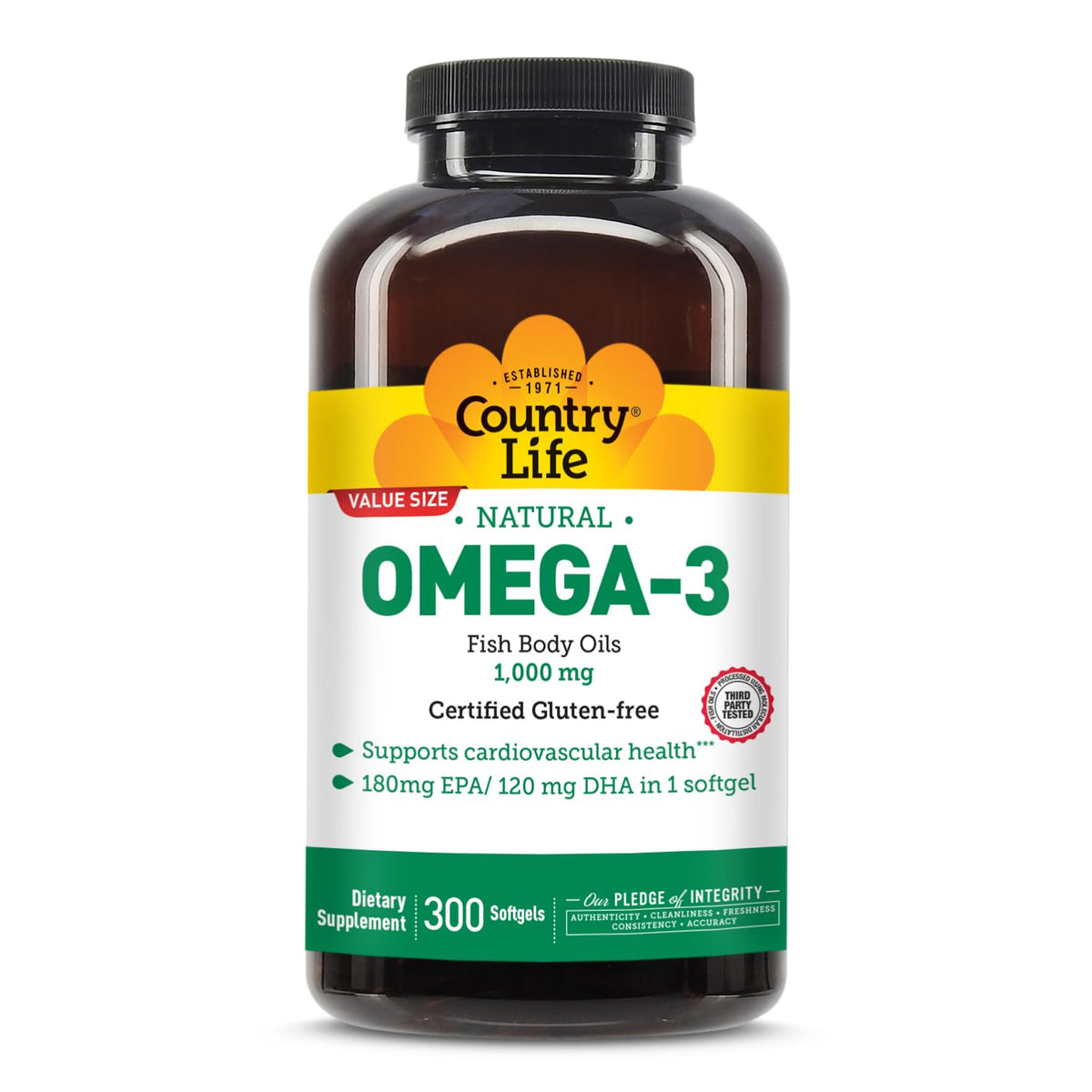 Omega-3 Fish Oil 1,000 mg 300 Softgels K179