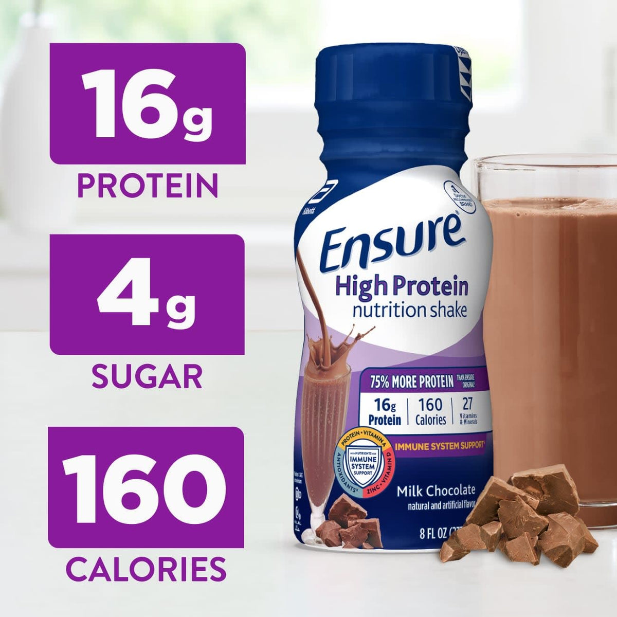 High Protein Milk Chocolate Nutrition Shake 16g Protein 24 Pack Z942