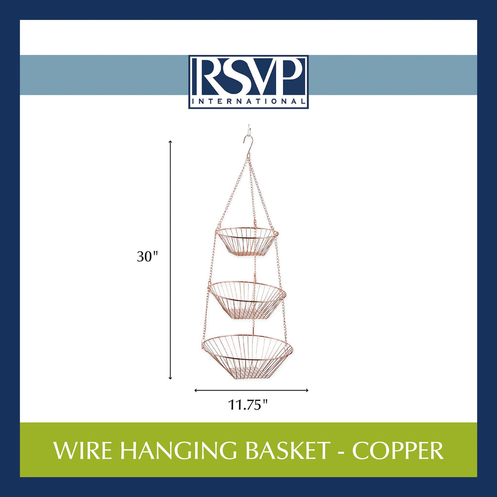 3-Tier Copper Wire Hanging Baskets X42562