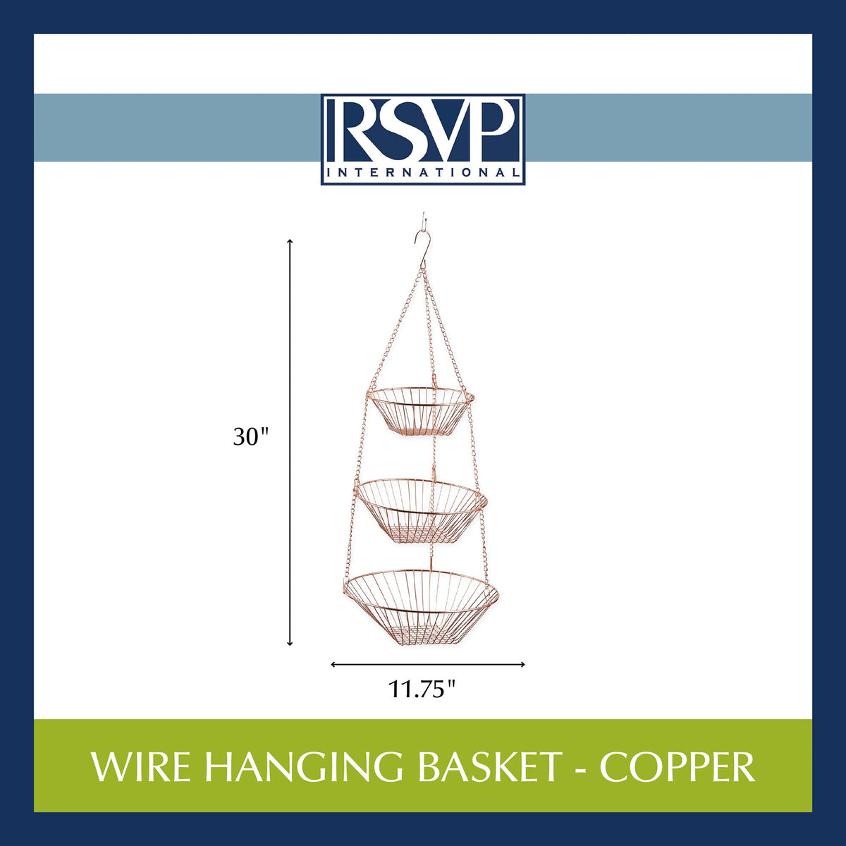 3-Tier Copper Wire Hanging Baskets X42562