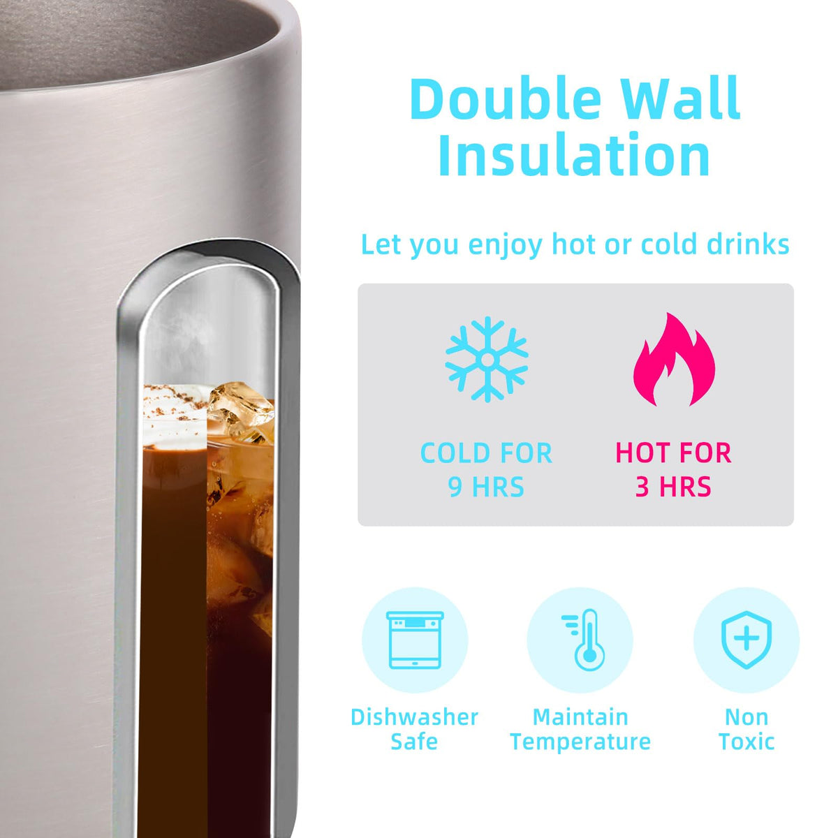 14oz Insulated Stainless Steel Coffee Mug with Lid 2 Pack Y4951