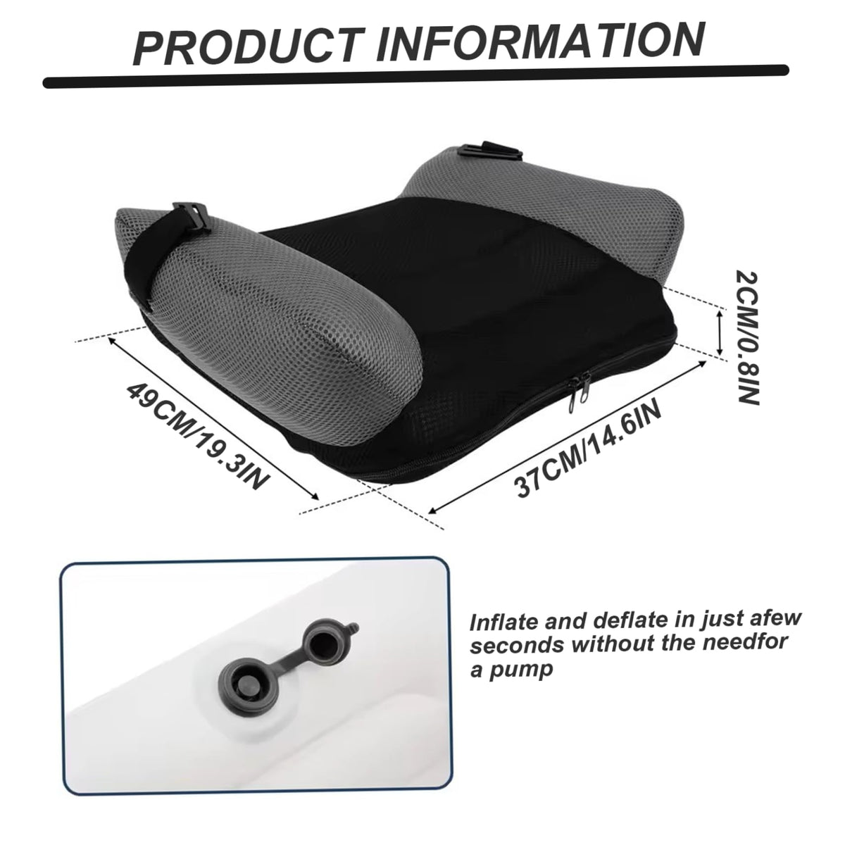 Inflatable Backless Booster Seat with Buckle & Carry Bag P1324