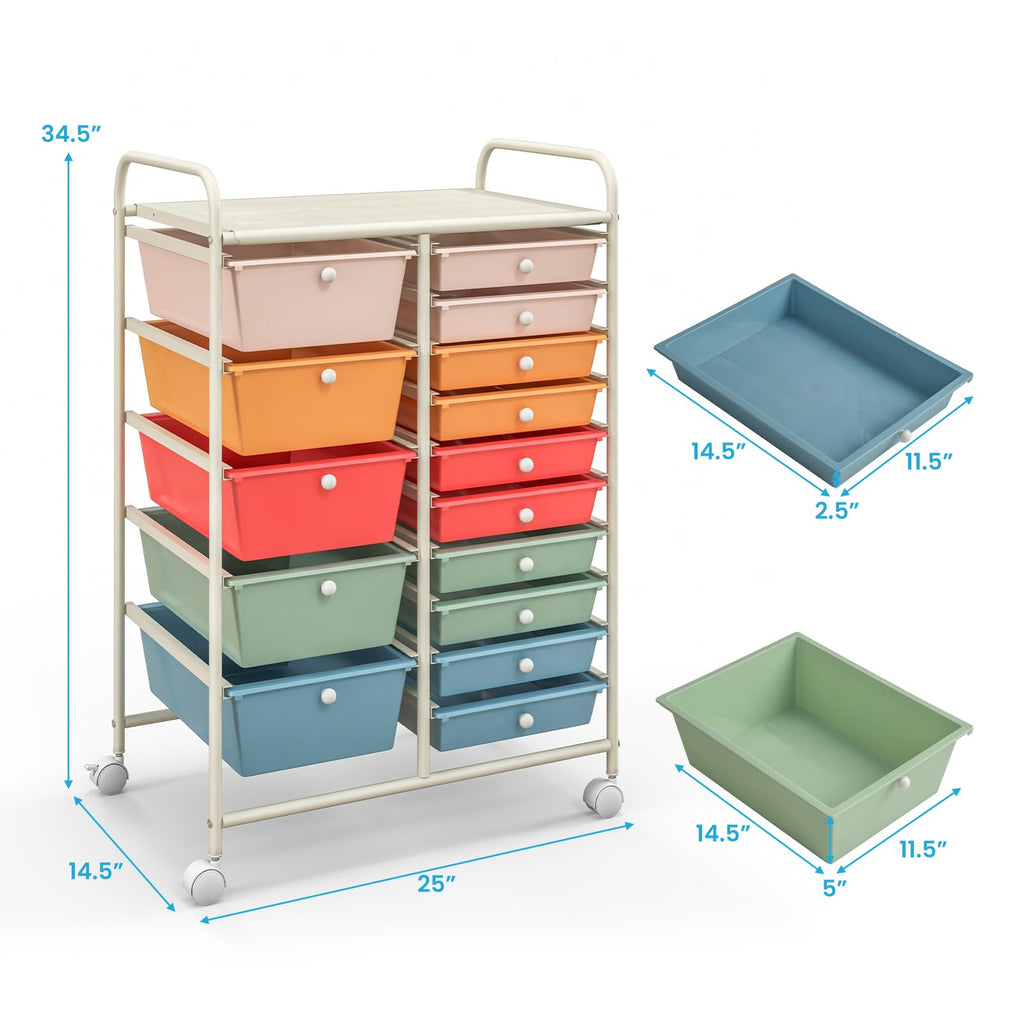 15 Drawer Rolling Storage Cart with Wheels F16585