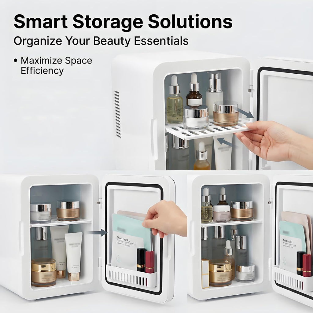 4L Portable Mini Skincare Refrigerator with Dimmable LED Mirror I8008