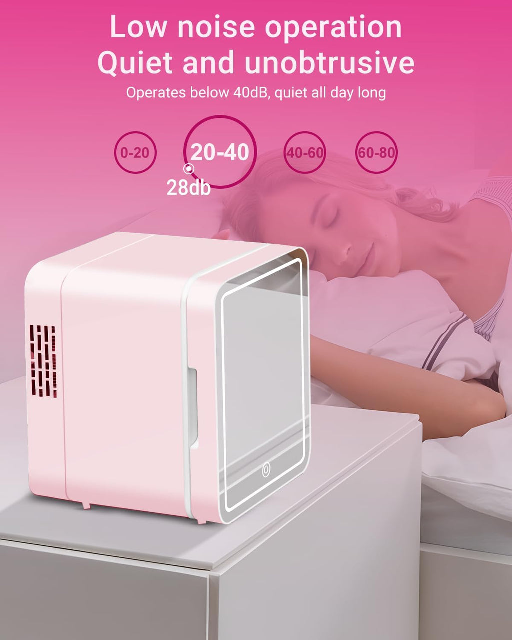 4-Liter Pink Portable Mini Fridge with Mirrored Door P293097