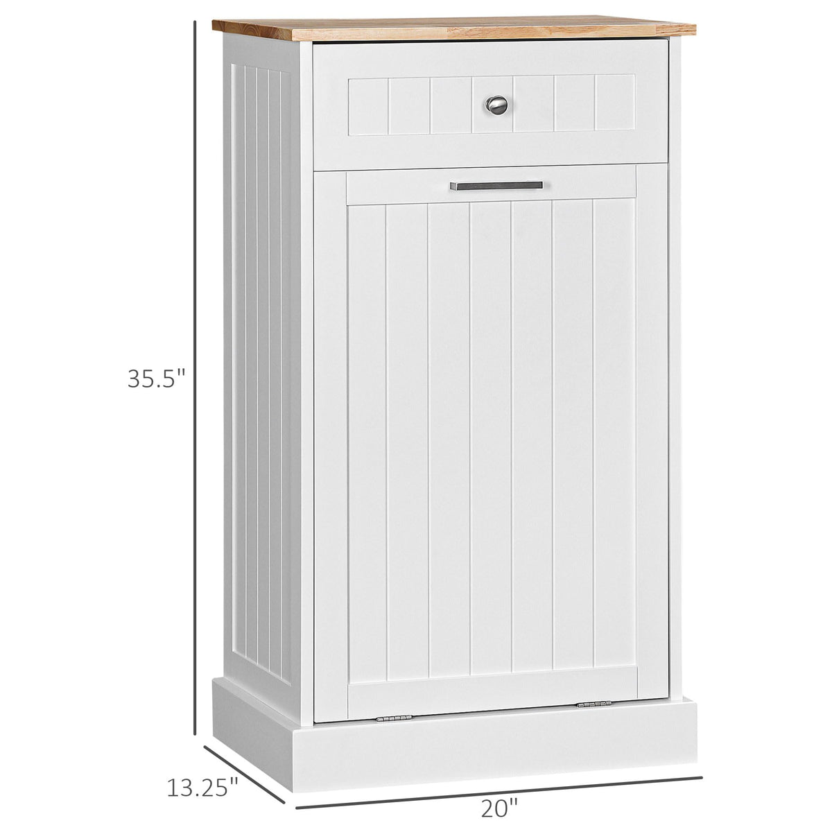 White Wooden 10 Gallon Tilt-Out Trash Cabinet with Drawer Z64769