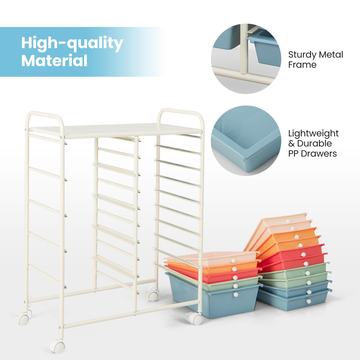 15 Drawer Rolling Storage Cart with Wheels F16585