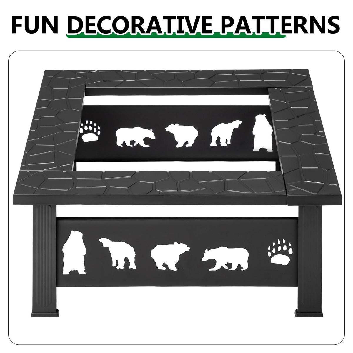 32 Inch Square Wood Burning Fire Pit Table I688814