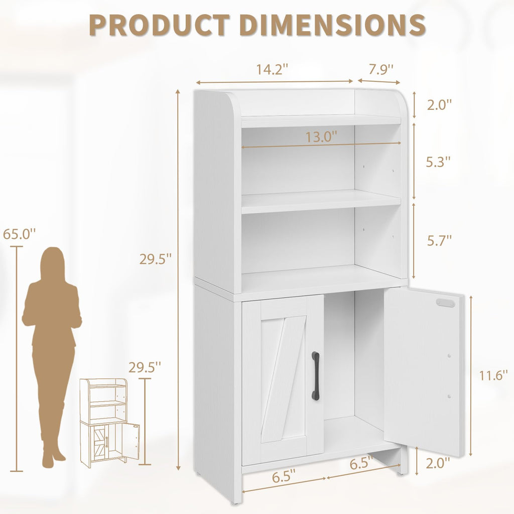 White Small Bathroom Storage Cabinet with 2 Doors and Shelves J697