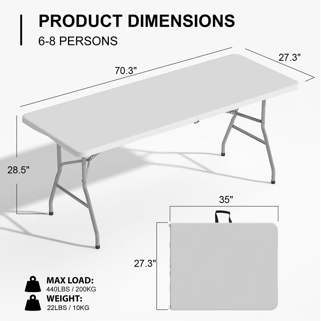 White 6FT Folding Table G686