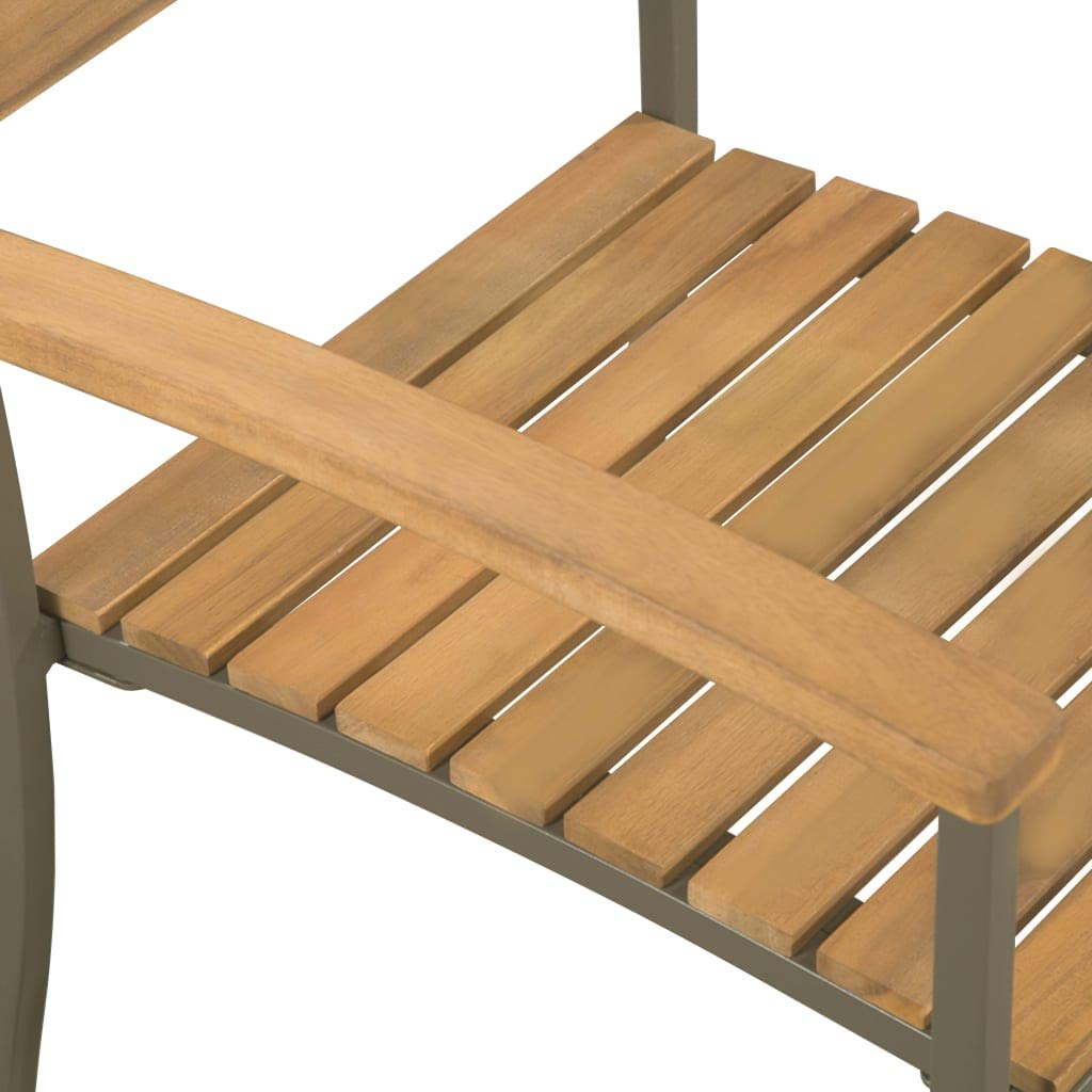 9 Piece Natural Wood and Grey Steel Outdoor Dining Set E91492