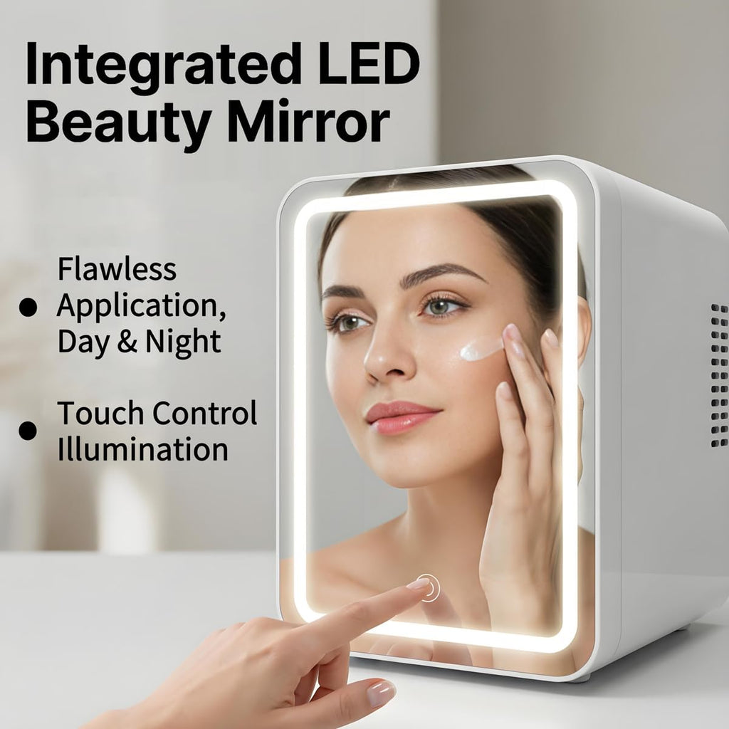 4L Portable Mini Skincare Refrigerator with Dimmable LED Mirror I8008