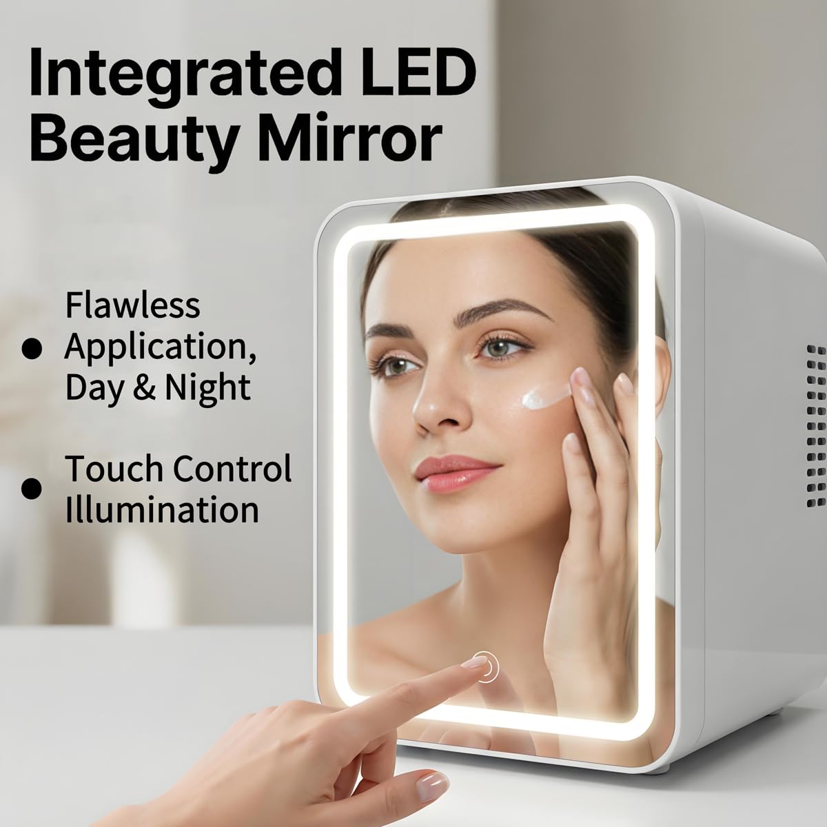 4L Portable Mini Skincare Refrigerator with Dimmable LED Mirror I8008