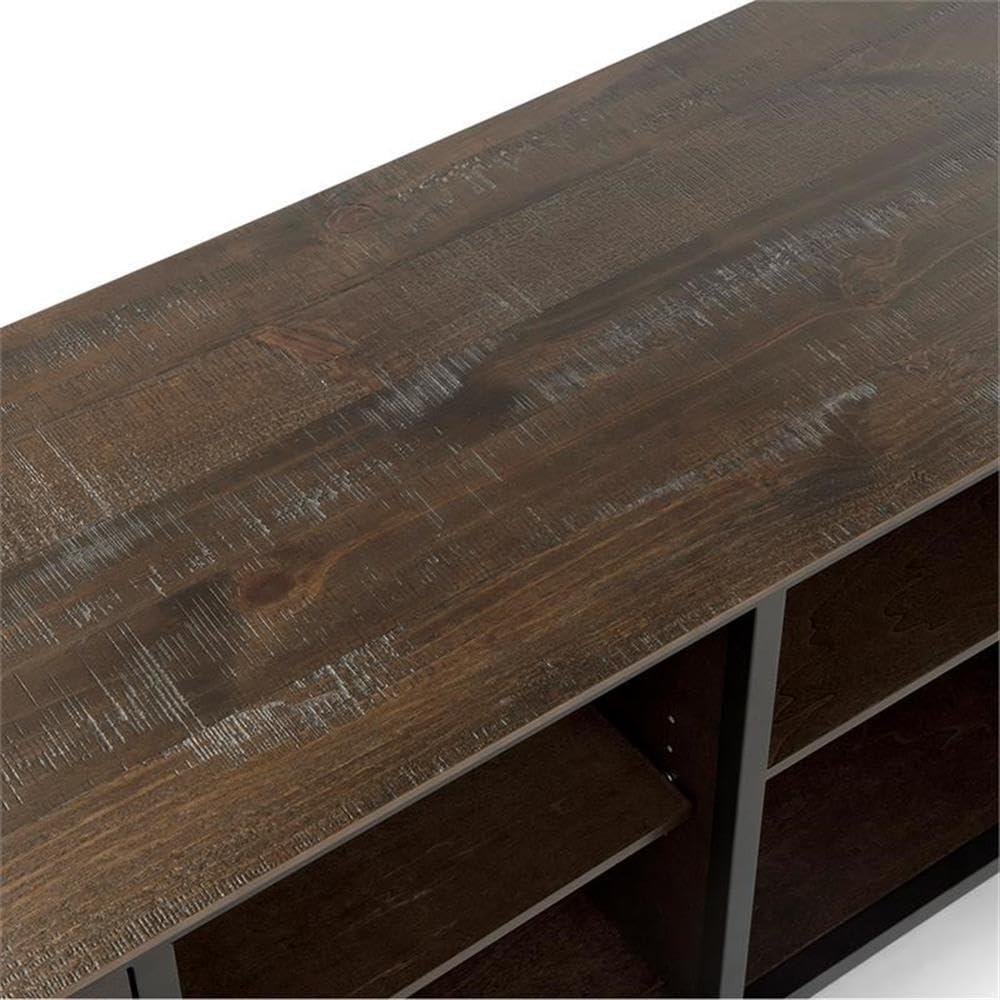 60-Inch Weathered Oak Wood TV Stand with Metal Legs C243228