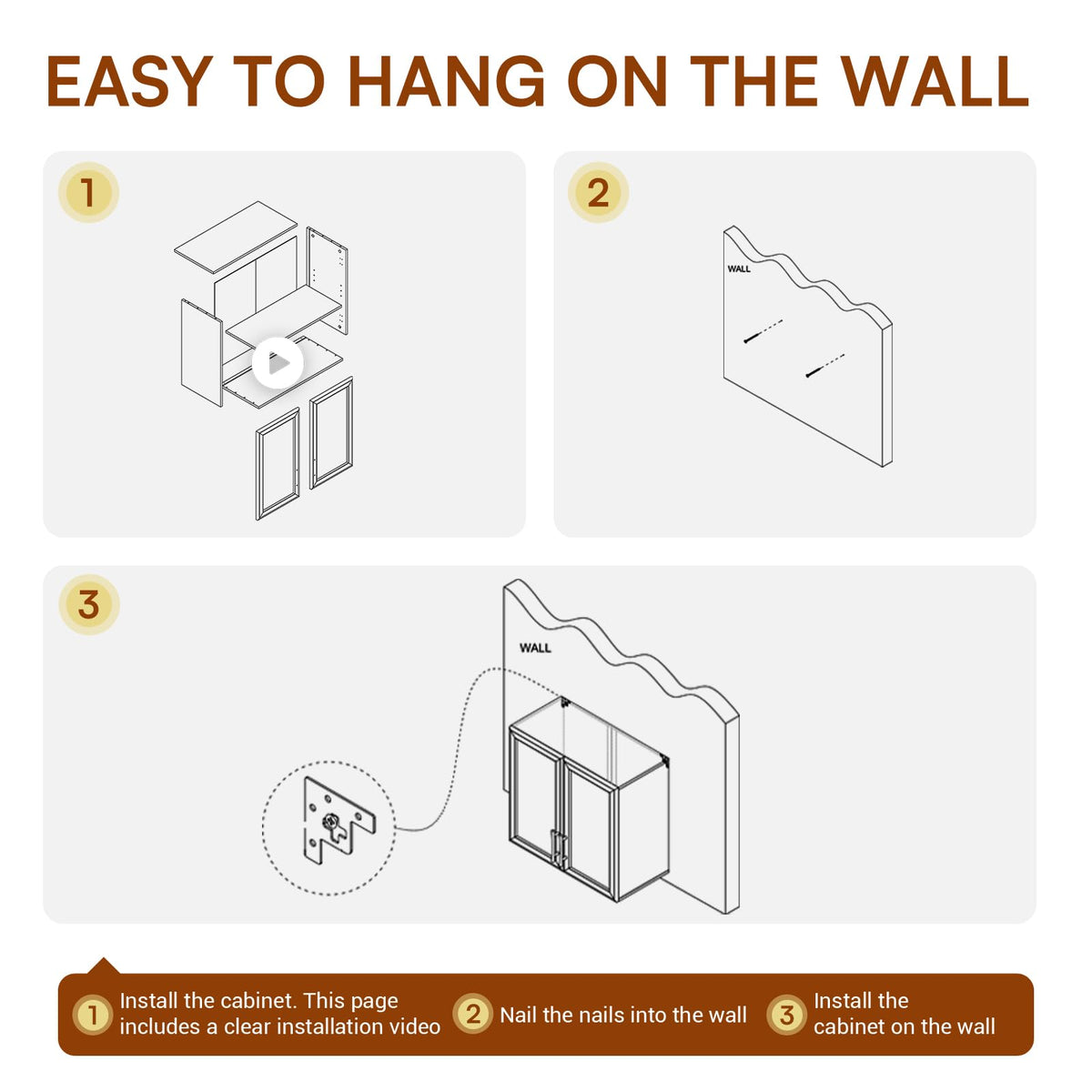 47.2" W Off White Wall Mounted Cabinet with Adjustable Shelf G368