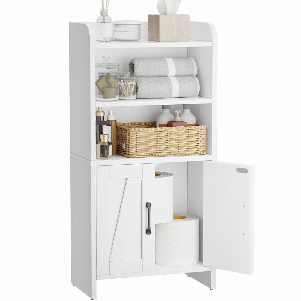 White Small Bathroom Storage Cabinet with 2 Doors and Shelves J697