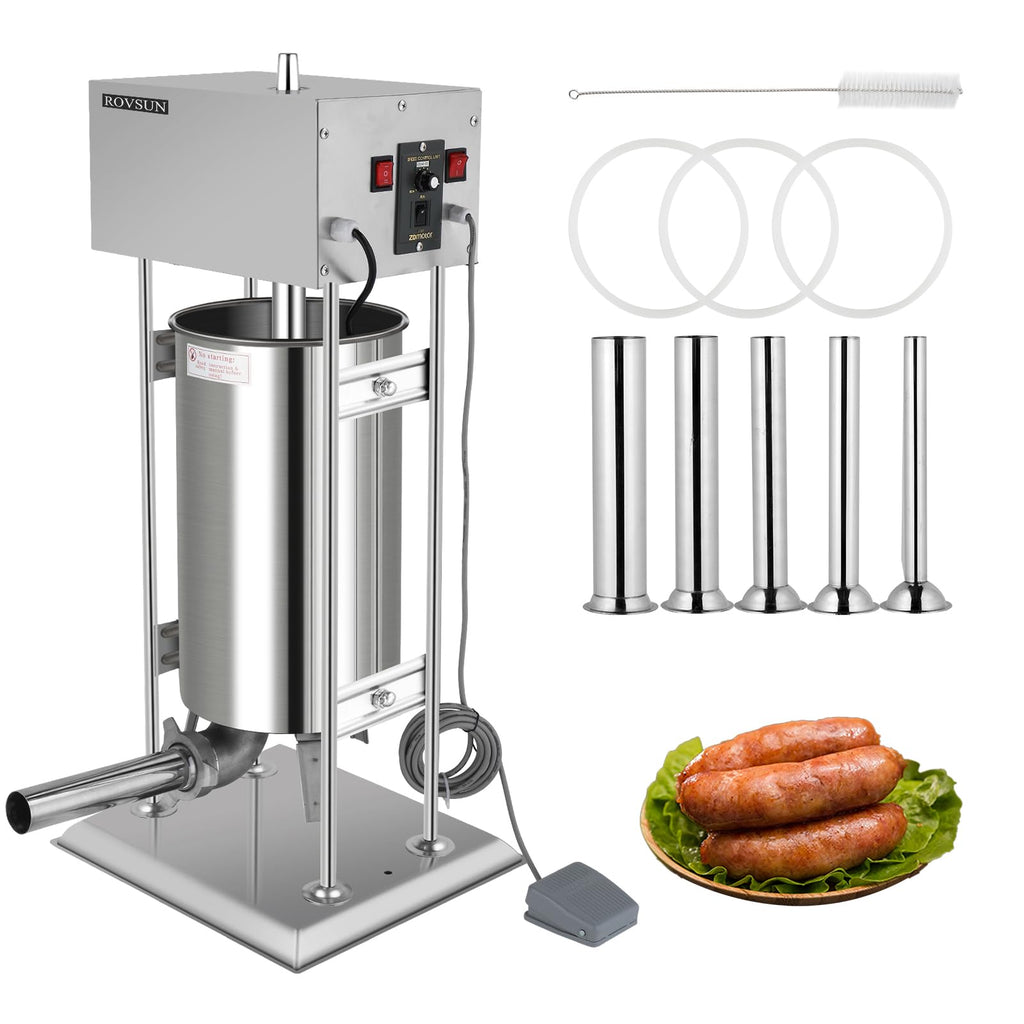 15L Electric Stainless Steel Sausage Stuffer with 5 Stuffing Tubes A636