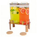2 Pack 1.5 Gallon Glass Beverage Dispenser with Wooden Lid R614